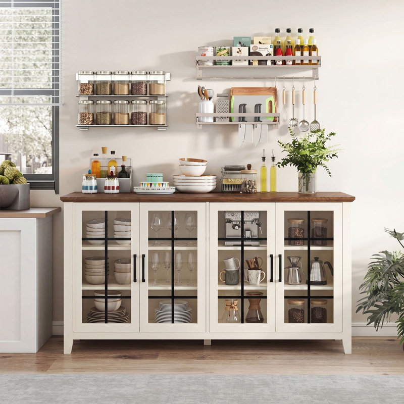 Buffet 63 "avec portes en verre, Blanc