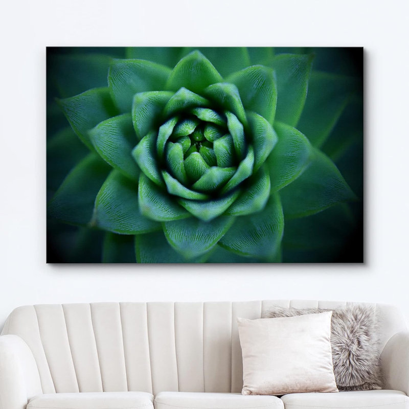 «Vibrant Neon Green Spiral Aloe Succulent» sur toile, H 16 po x l 24 po