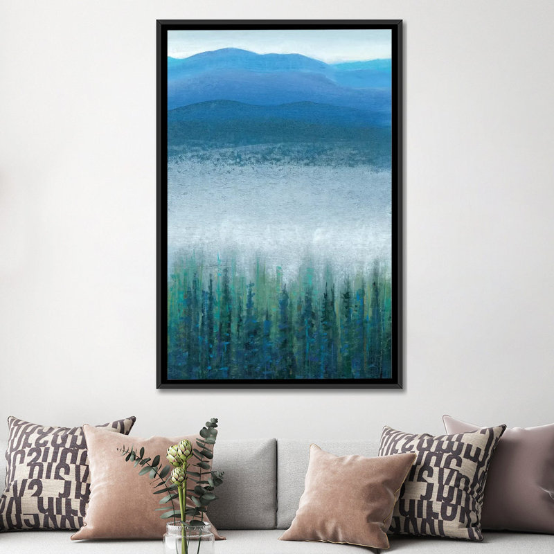 « valley fog i », impression sur toile, H 26 po x l 18 po x P 1,5 po, Toile avec cadre noir, Pas de tapis