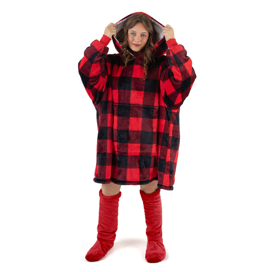 Aadirath Snug Oversize Fun Print Hoodie Blanket Thermal Cozy with Pocket