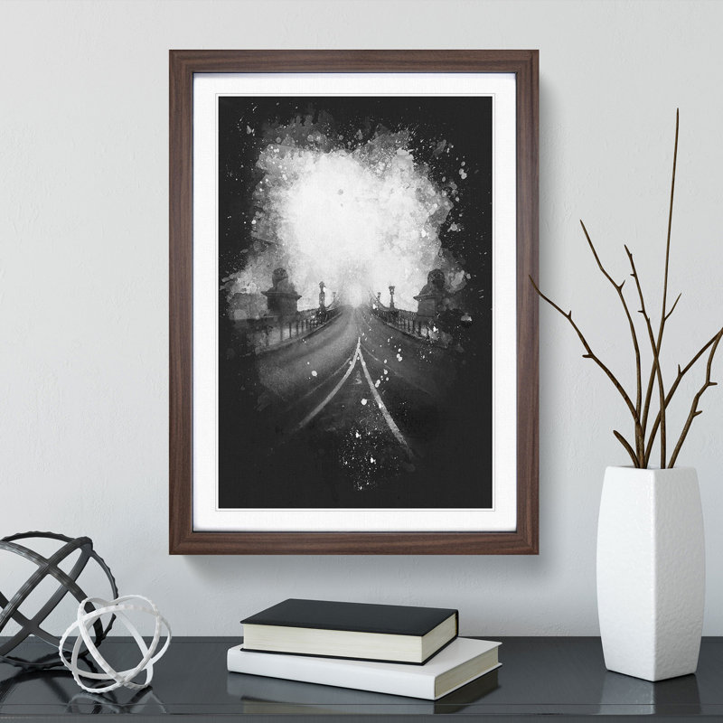 Szechenyi Chain Bridge in Budapest - Picture Frame Graphic Art Print, 45cm H x 33cm W x 2cm D, Walnut Framed