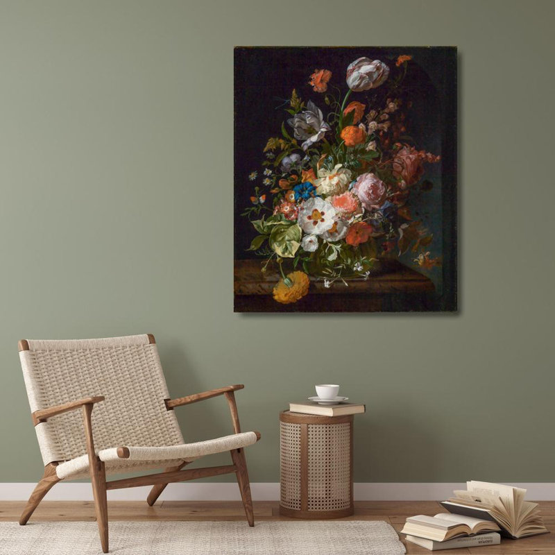 "Bouquet" par Rachel Ruysch - Art sur toile tendue avec châssis, H 40 po x l 28 po