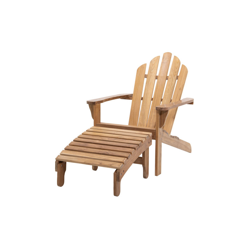Malibu Teak Outdoor Adirondack Chair with Ottoman