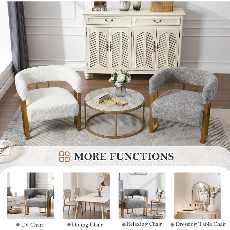 Bayern Upholstered Barrel Chair, White