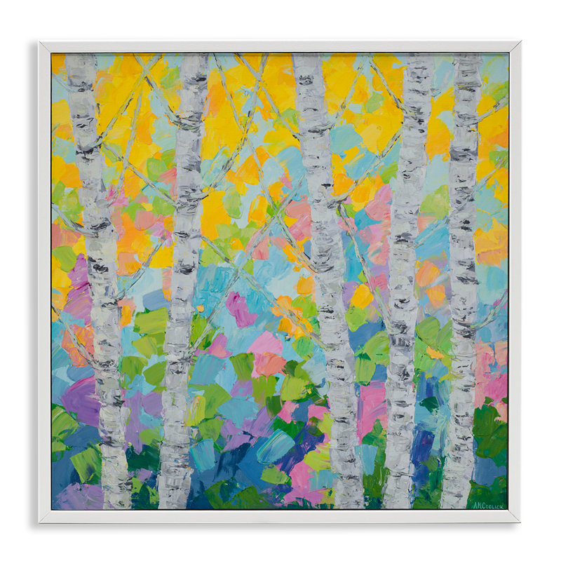 «Dancing Birch Tree Forest», estampe numérique par Ann Marie Coolick, Estampe numérique encadrée blanc bord de mer