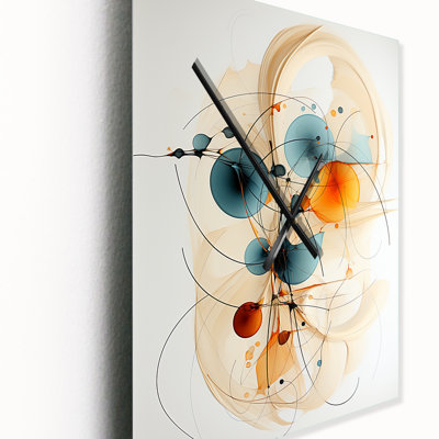 Horloge murale moderne bleu sarcelle, dessin au trait abstrait II