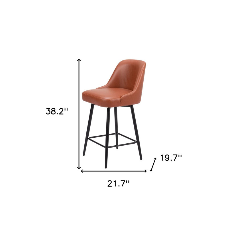 Chaise de bar pivotante 26 po en similicuir brun et noir