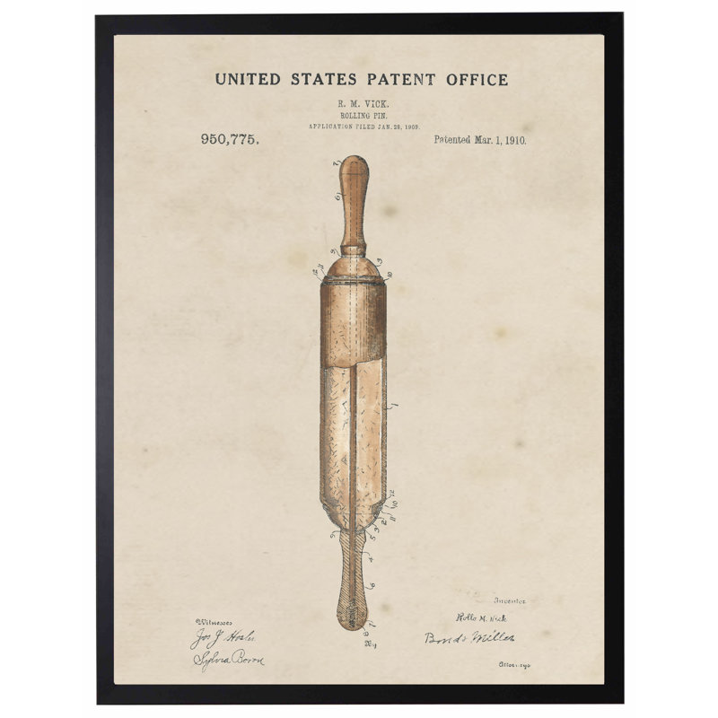 Rolling Pin Patent in Black Frame