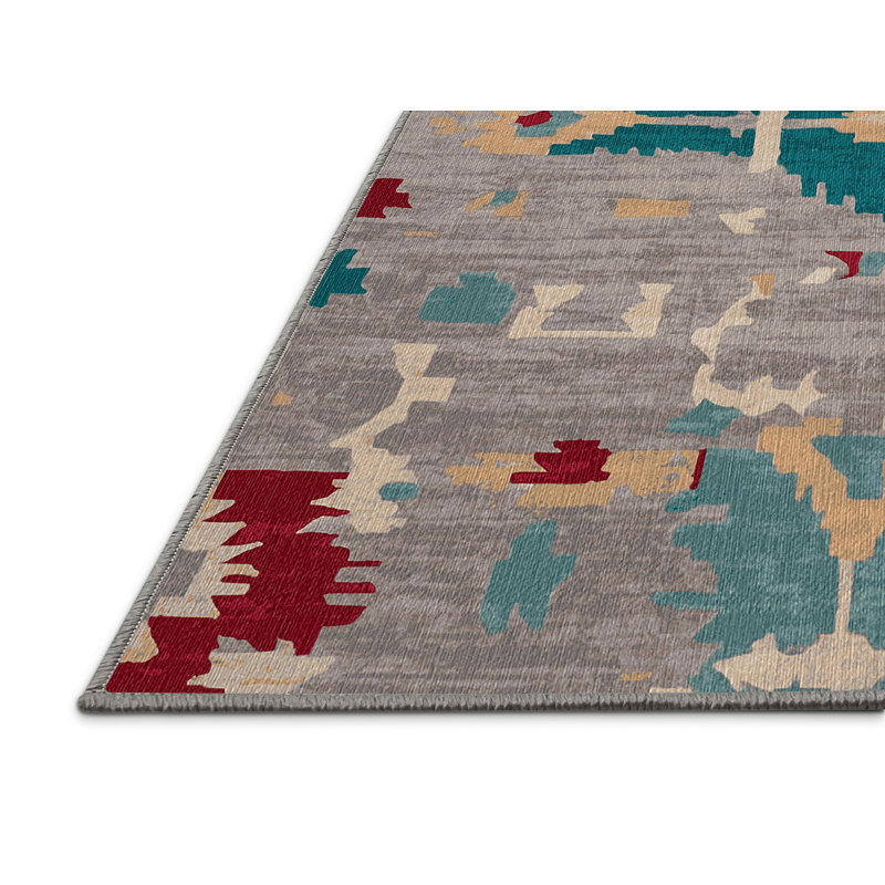 Tapis gris lavable à la machine, Rond 6 pi