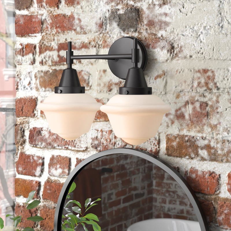 Éclairage pour meuble-lavabo à 2 lumières à intensité variable Gayle, Blanc mat, Ampoule DEL rétro 4 watts, Noir mat