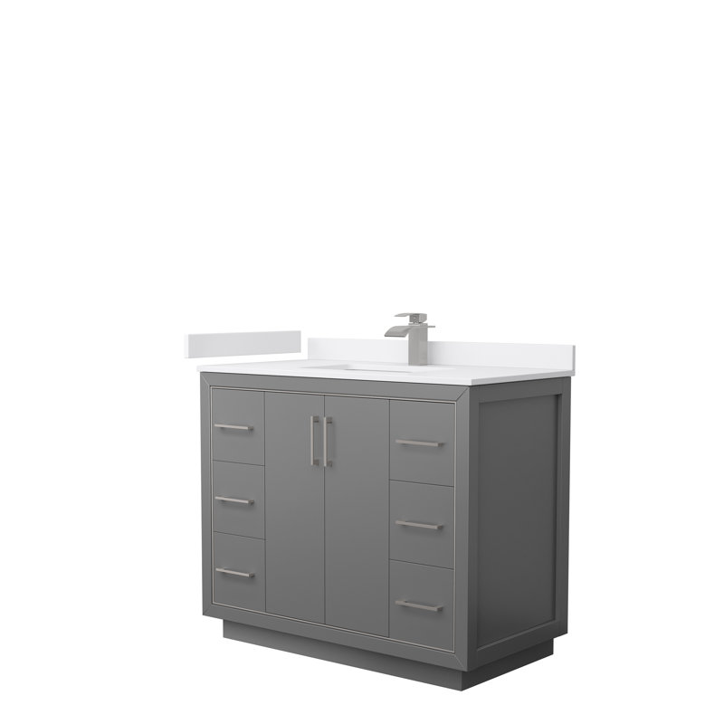 Icon 42'' W Single Vanity, Carrara, Dark Blue, Brushed Nickel