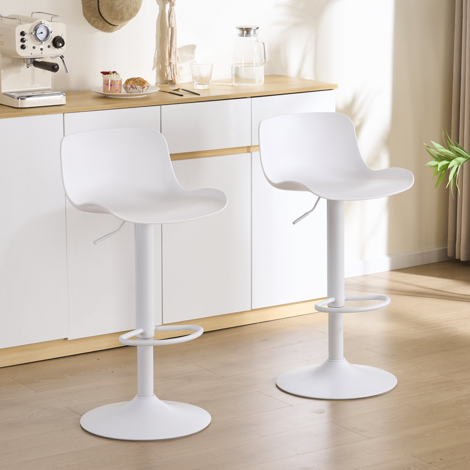 Meli Swivel Bar Stool, White