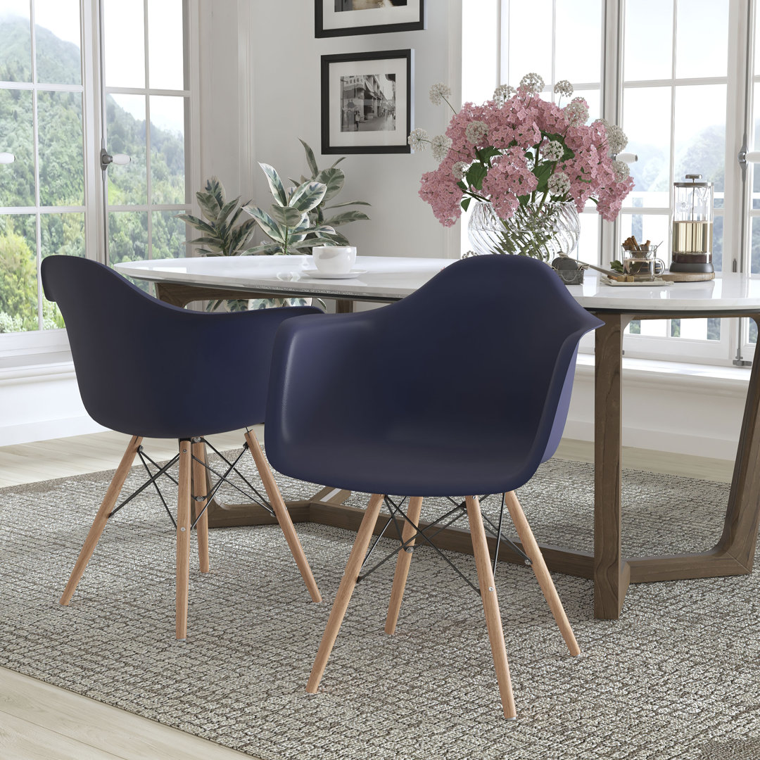 Herculaneum Plastic Chair with Wooden Legs (Set of 2) The Twillery Co.® Seat 