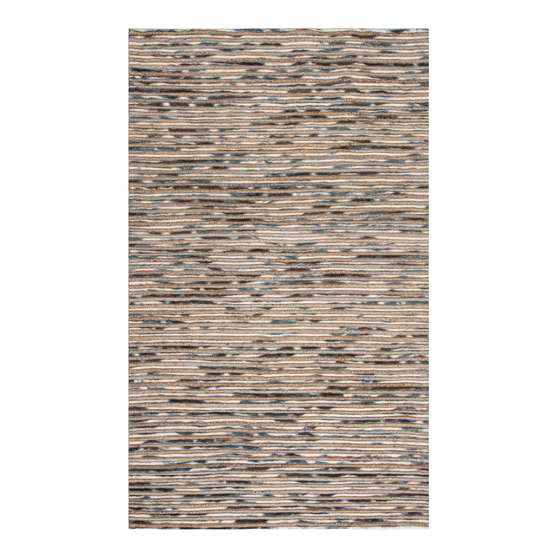 Cocci Striped Hand-Loomed Natural/Gray Area Rug, Rectangle 3' x 5'