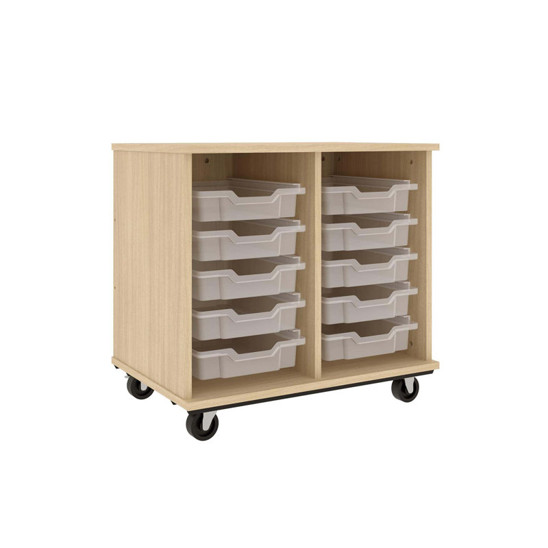 Rangement mobile de 2 bacs de classe - 10 bacs de 3 po, Rouge tulipe