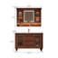 Meuble-lavabo autoportant 43,31 po en bois d'hévéa brun avec armoire à miroir-1472083926