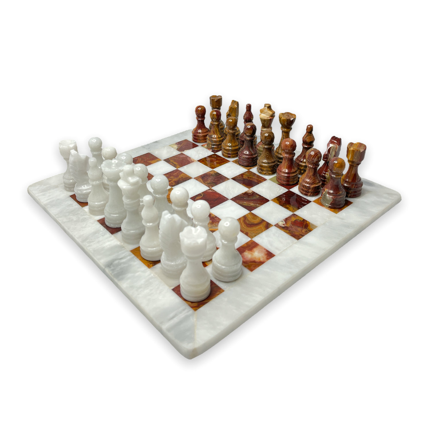 Jeu D'échecs Vintage En Marbre Onyx - Pièces Et Plateau, Très Bel Objet Déco