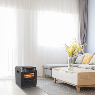 1500W & 1000W Quartz Infrared Space Heater with Remote Control,Digital Display, Safety Lock, 12H Timer, Lightweight Portable Heater