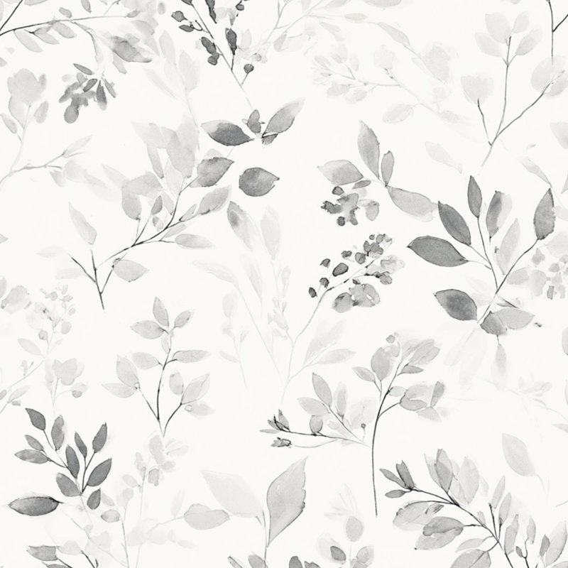 Papier peint adhésif à feuilles d'aquarelle Boho Farmhouse, 117.96" L x 17.7" W