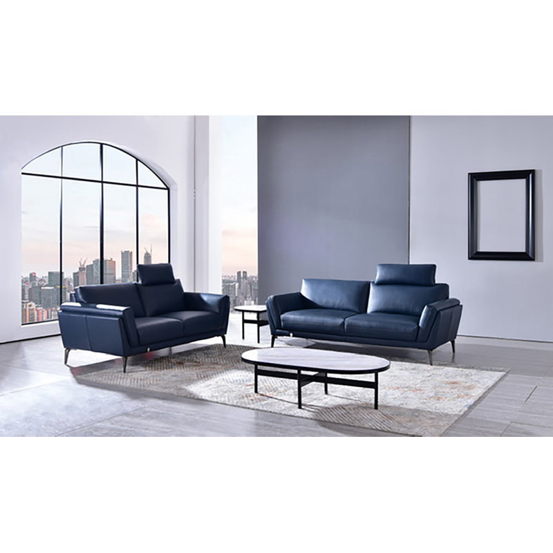 Tascherau Upholstered 74'' Sofa, Blue Genuine Leather