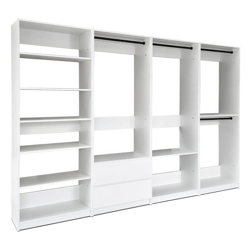 Système de placard autoportant blanc en bois