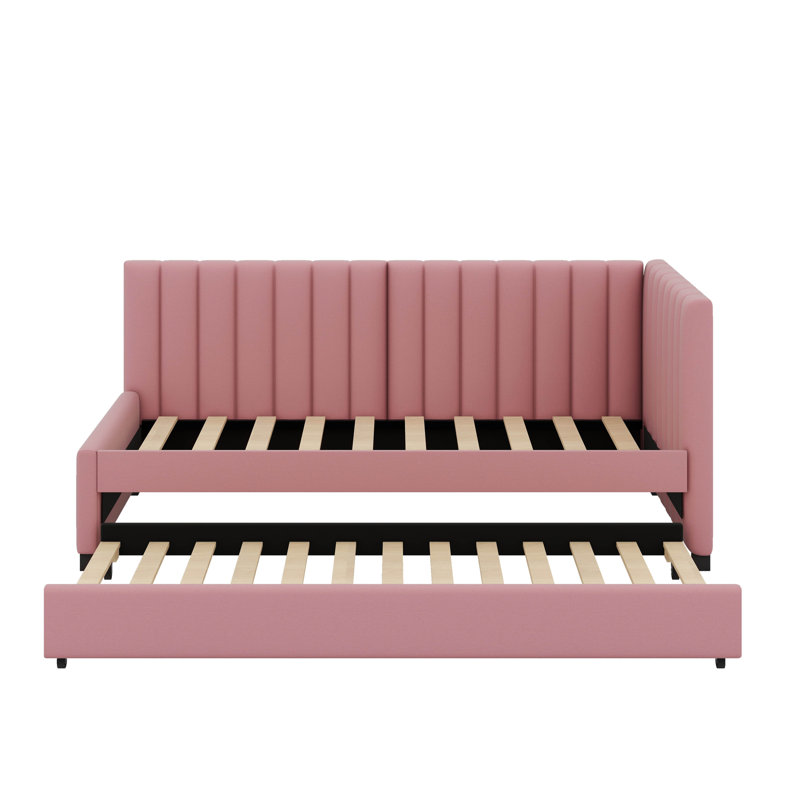 Lit de jour simple rembourré avec couchette, Rose