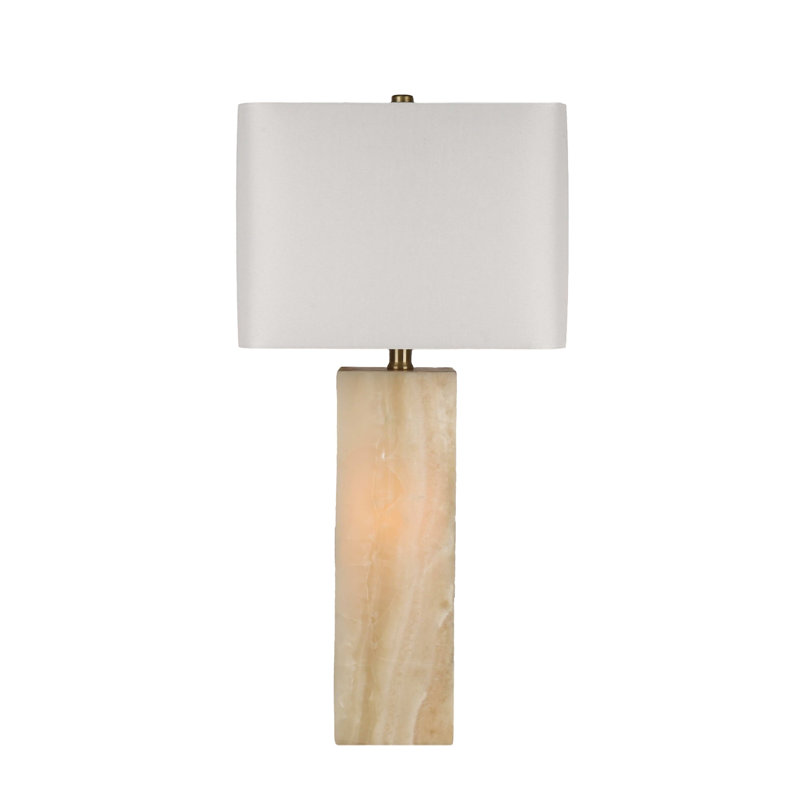Luminous Alabaster Table Lamp with Night Light - Soft Gold