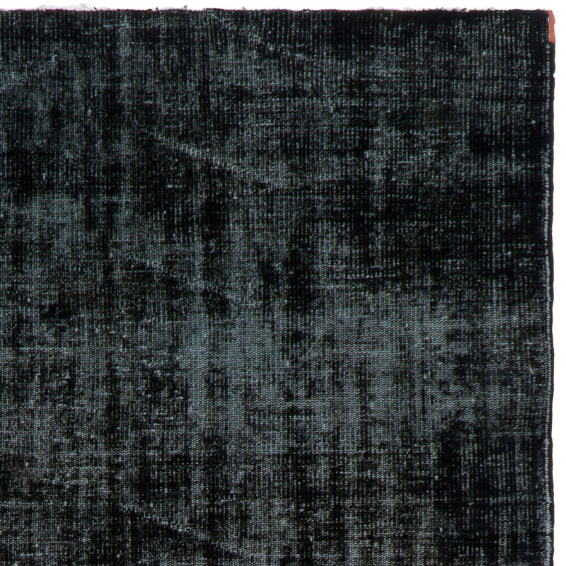 Tapis turc moderne usé de couleur noire 5,3 x 8,3 pi