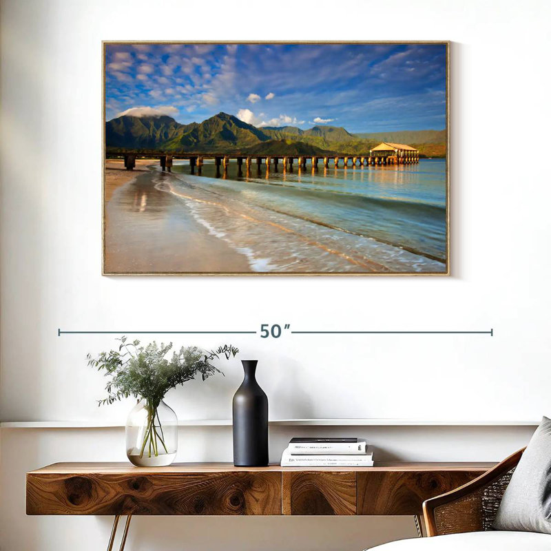 Quai Hanalei Bay, Cadre flottant en bois naturel, 40 po x 27 po