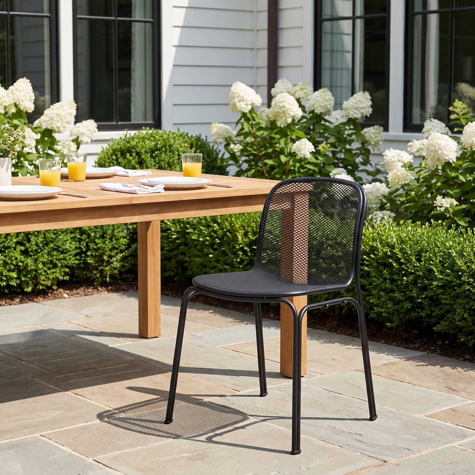 Stackable Patio Side Chair, Black