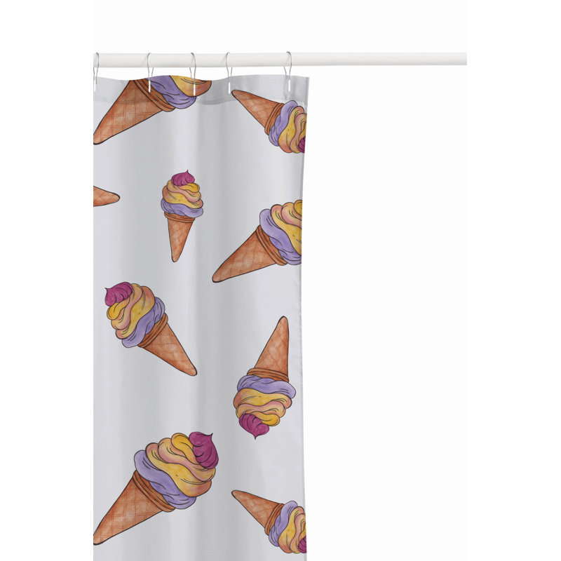 Summer Lemon Ultra-Thin Lightweight Shower Curtain, White Ice Cream