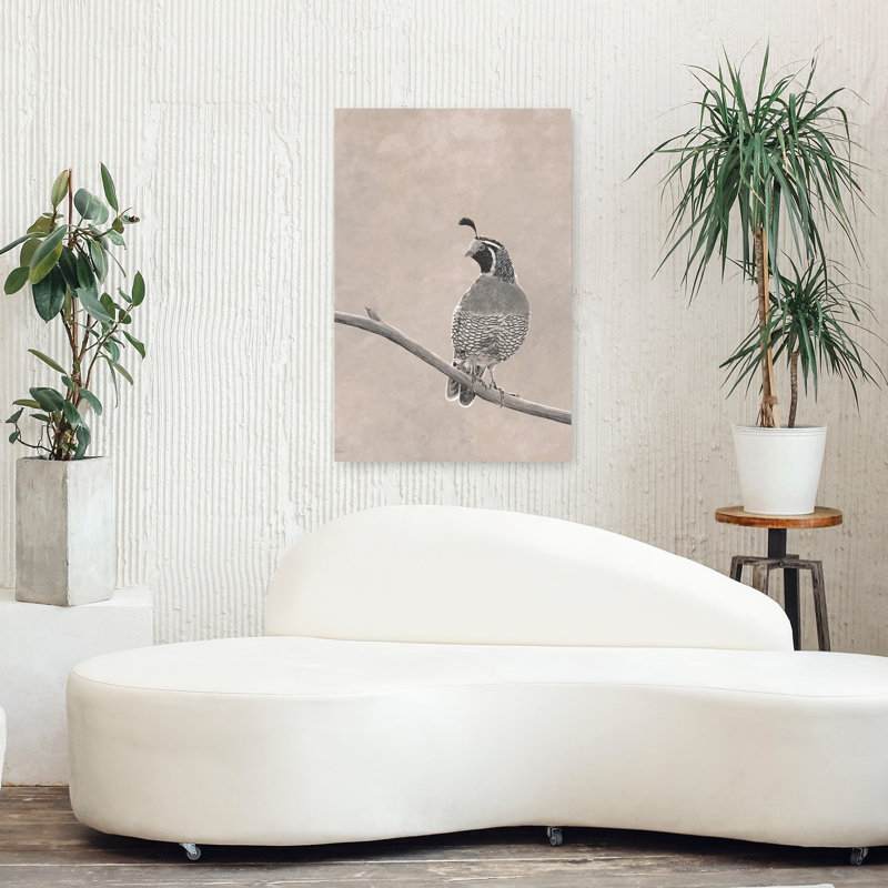 Croquis de caille, art d'oiseau contemporain, H 36 po x l 24 po