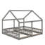 Lit plateforme simple, lit double, deux lits partagés, lit double en bois en forme de maison avec toit et garantie, facile à installer-1286705835