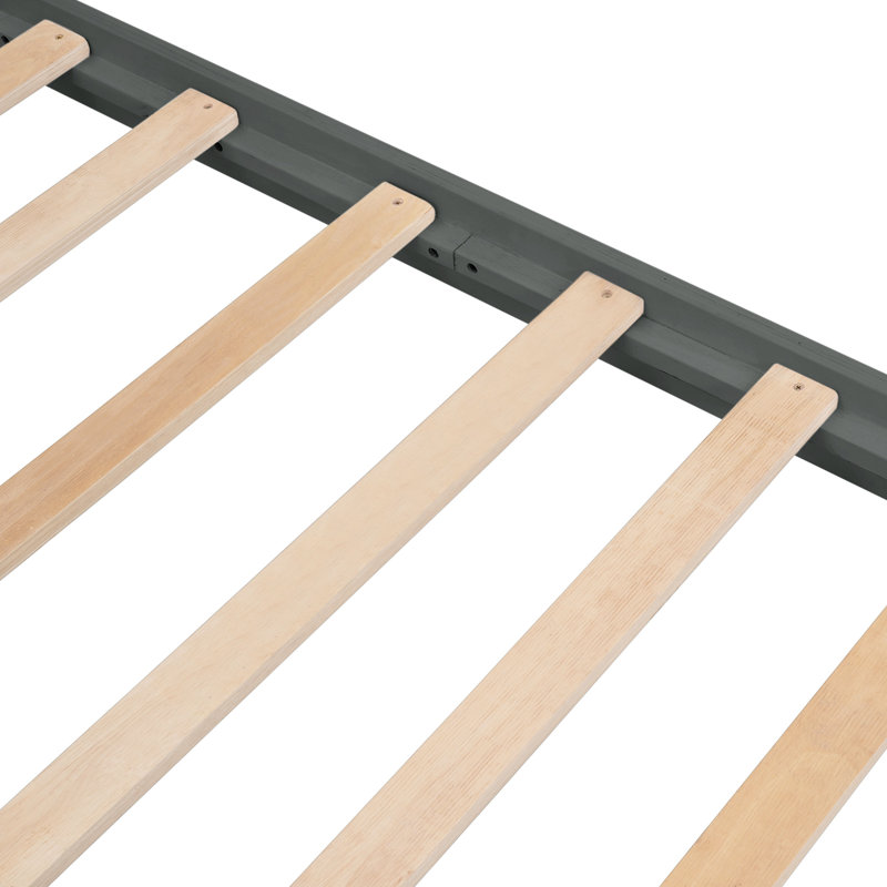 Lit superposé double avec lit gigogne simple, gris. Cadre en bois massif. Rangement supplémentaire. Idéal pour une chambre à coucher ou un dortoir. Pas de sommier gris nécessaire. Structure. Polyvalent et idéal