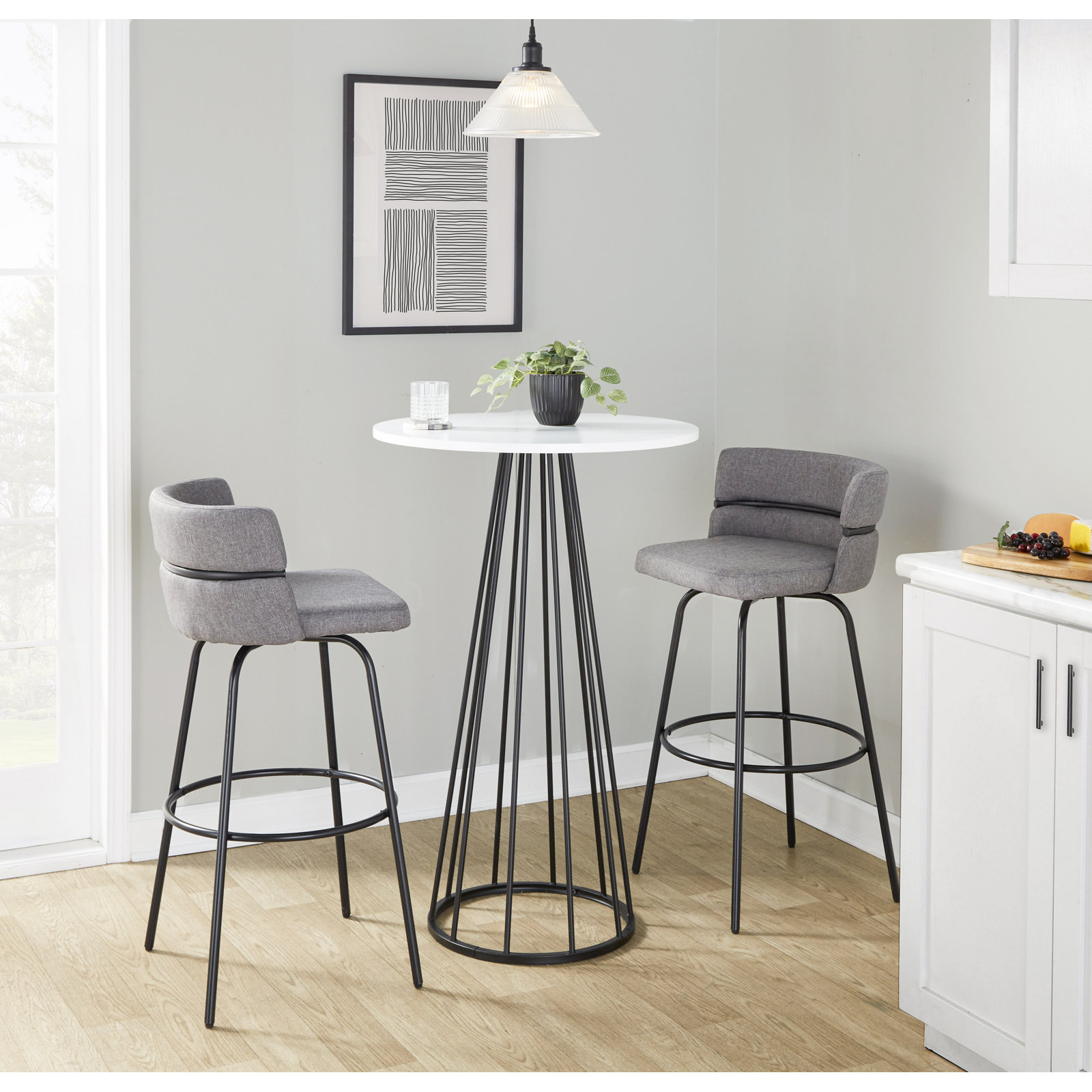 Canary Cosmo Counter Table, White, Black, 42"