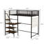 Structure de lit simple de taille mezzanine avec escalier allongé et sacs de rangement-1349955801