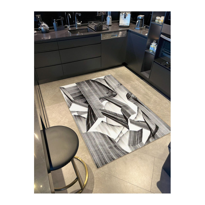 Crystal Patterned Woven Base Machine Washable Rug, Runner 3'3" x 9'10" Rug Pad Included