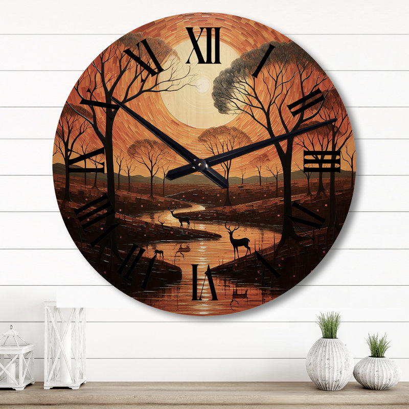 Horloge murale en bois massif Neco, Grand