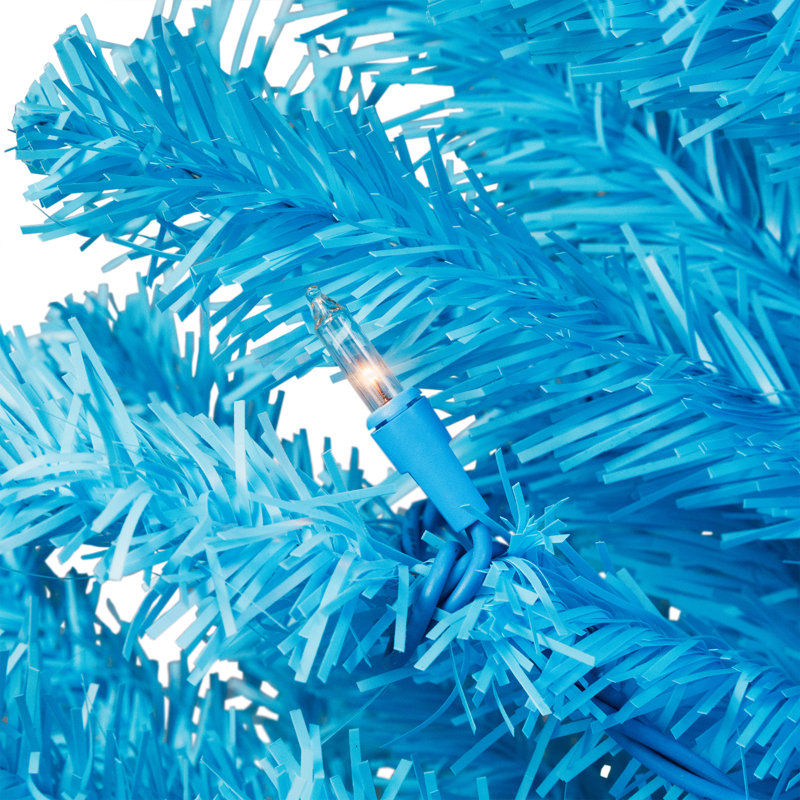 Pre-Lit Medium Pine Artificial Christmas Tree - Sky Blue - Clear Lights, 4'
