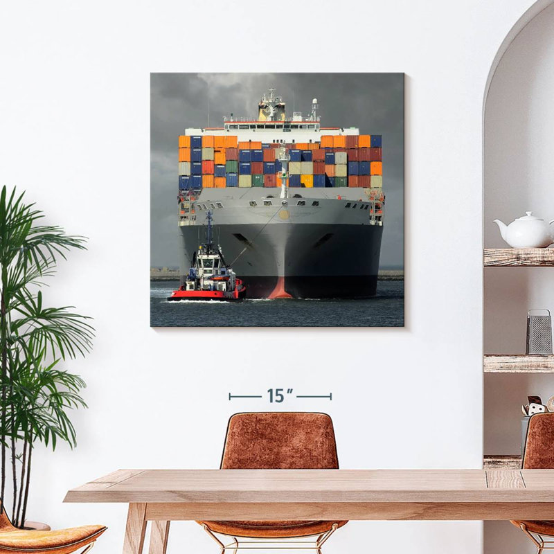 " Cargo Ship And Boat ", 39" H x 39" W x 1.25" D