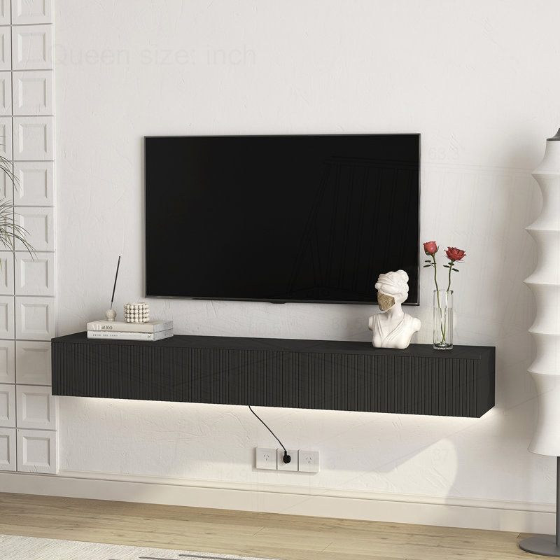 Floating TV Stand Wall Mounted with 16 Color LEDs