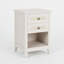 Table de chevet 17,7 po en rotin blanc - table de chevet Boho avec 2 tiroirs et tablette de rangement - grain de bois blanc grisâtre