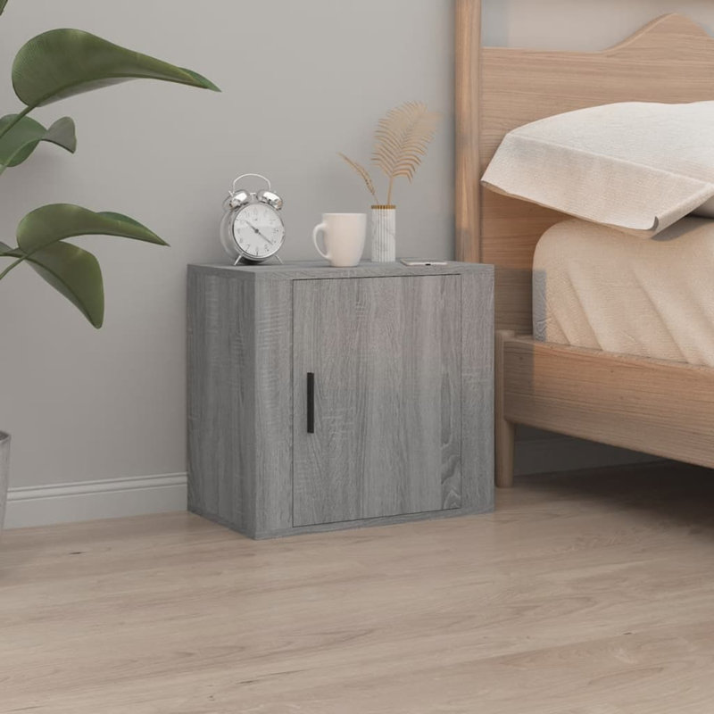 Janiyha 50cm W Manufactured Wood Bedside Table, Dark Grey, 1