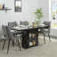 Table de salle à manger rectangulaire moderne de 47,24 à 63 po, extensible, avec plateau en marbre noir imprimé et pieds de table de rangement avec base en métal-714157636-714157643-714157640