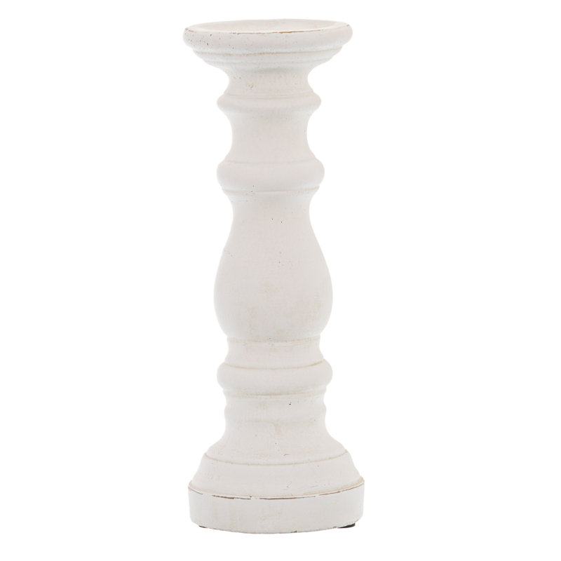 Concrete / Cement Tabletop Candlestick, White, 31cm H x 12cm W x 12cm D