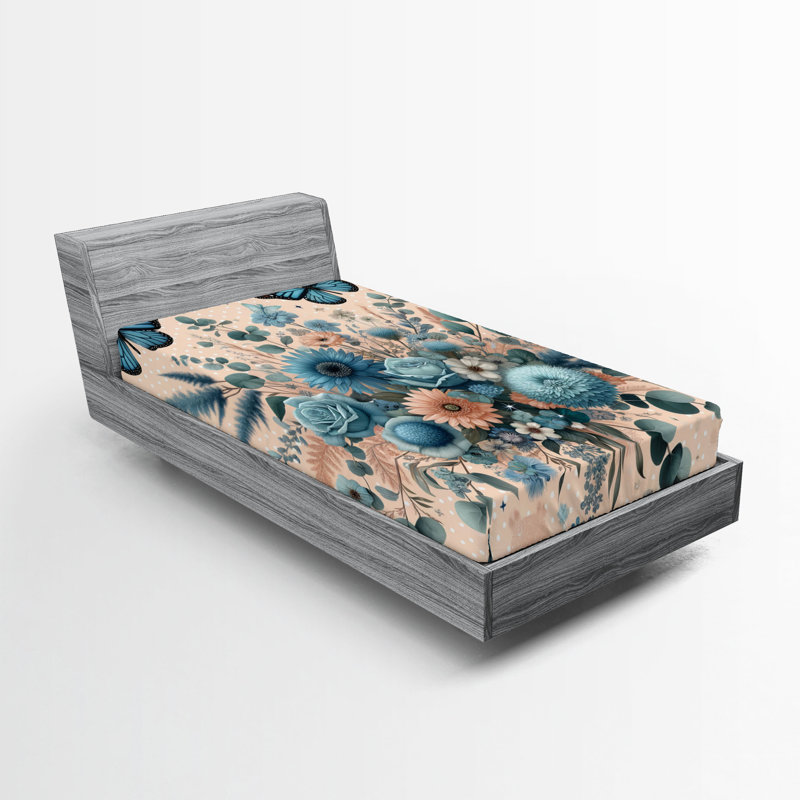 Microfiber Floral Fitted Sheet, Twin XL Fitted Sheet