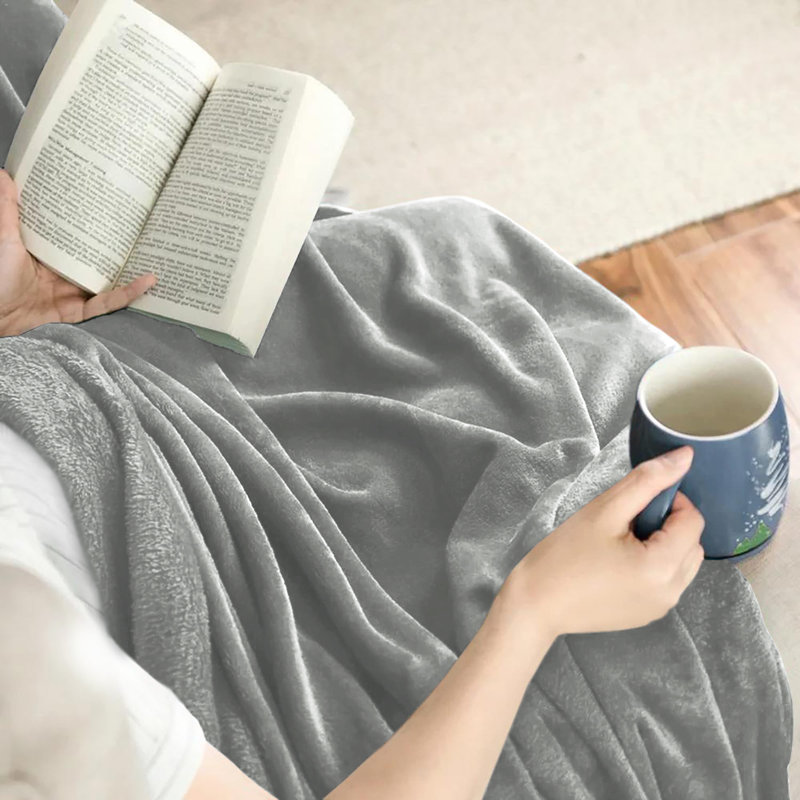 Aspire Homeware Ultra-Soft Hotel Quality Reversible Plain Weave Fleece Throw Blanket, Silver, Single (130cm W X 150cm L)