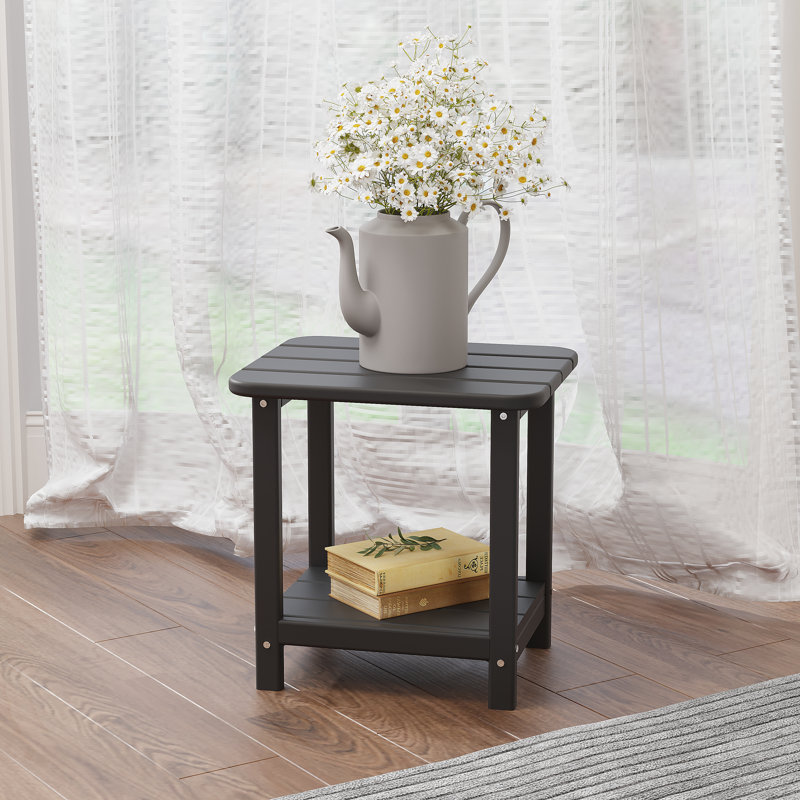 Table d'appoint d'extérieur en PEHD Adirondack, Noir