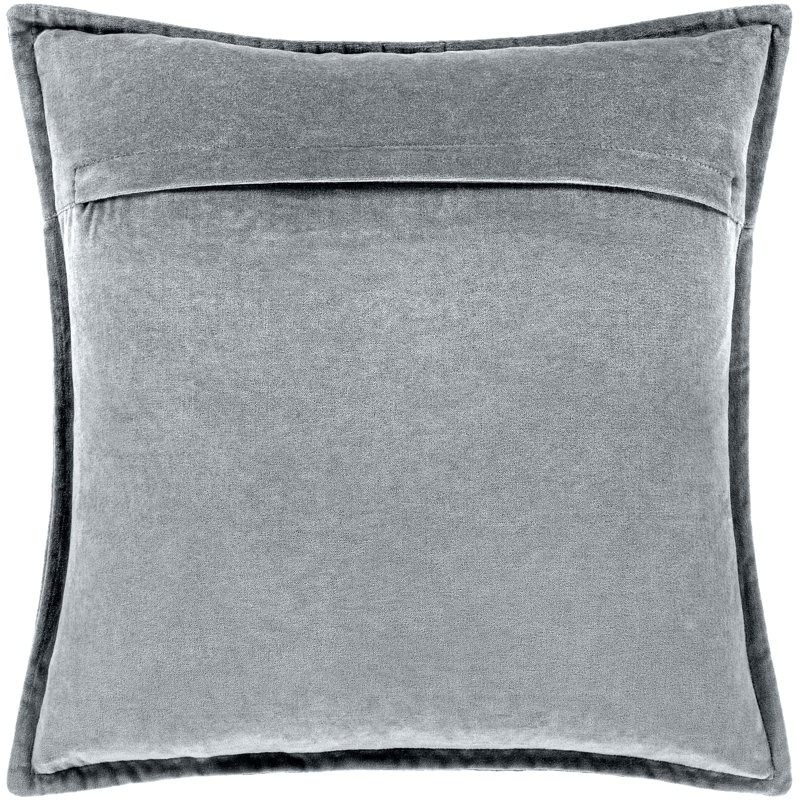 Coussin décoratif en velours de coton Edgar Square, Gris anthracite, Polyester/ bourre en polyester, H 18 po x l 18 po