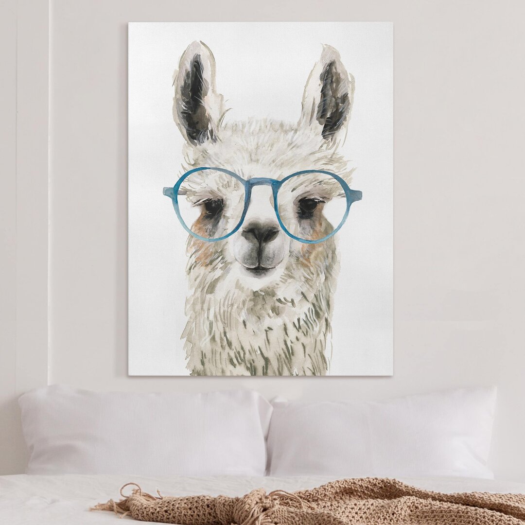 Leinwandbild Hippes Lama mit Brille III